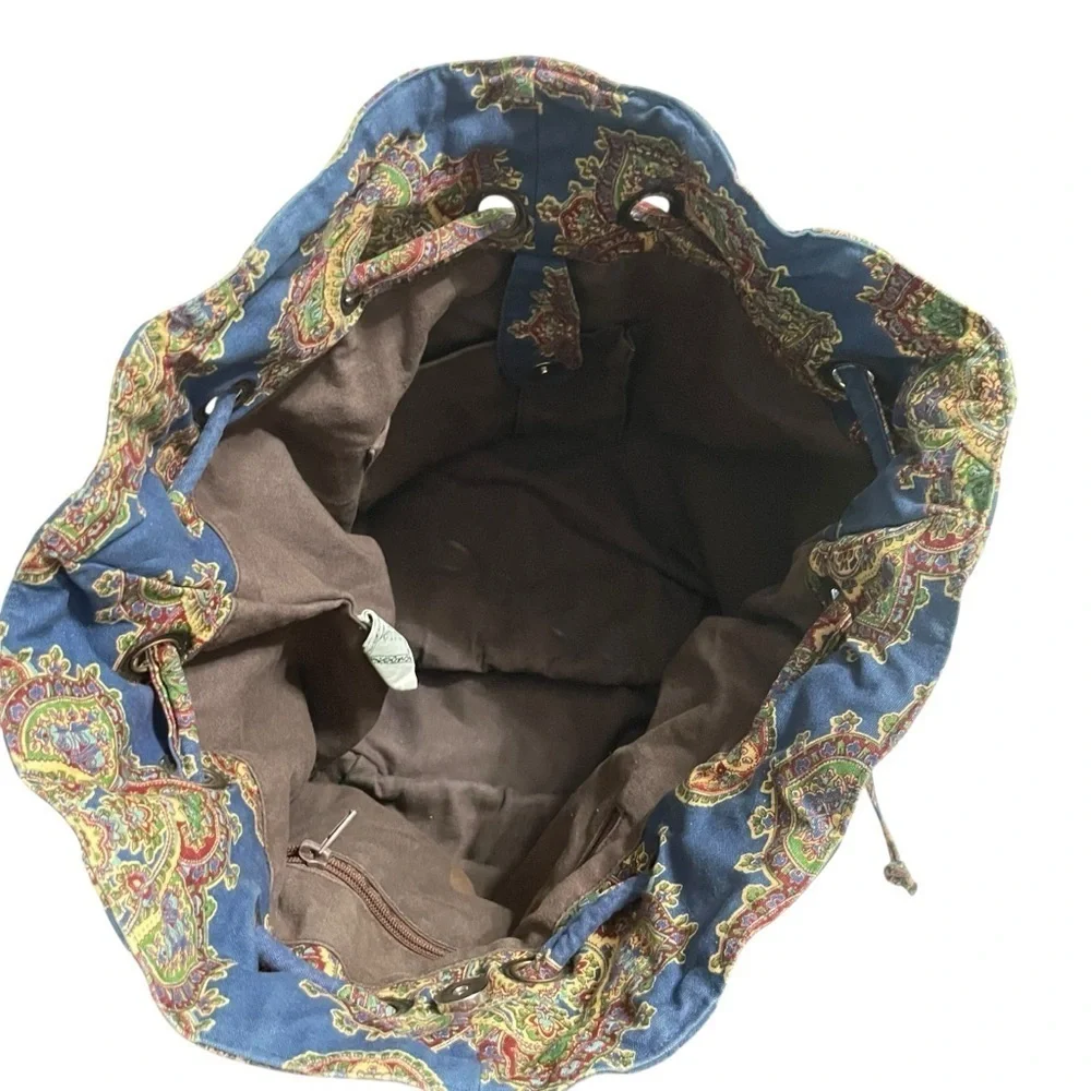 April Cornell Vintage Boho Paisley Drawstring Shoulder Bag